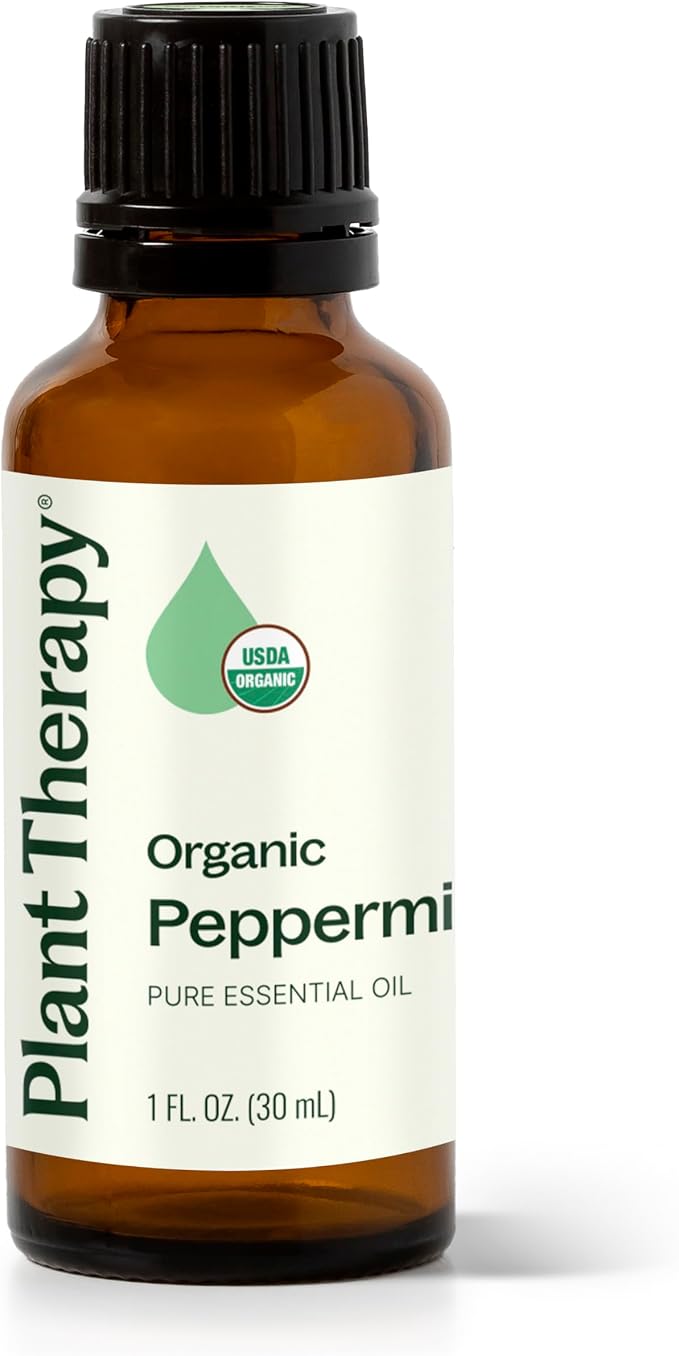 Plant Therapy Organic Peppermint Essential Oil 30 mL (1 oz) 100% Pure, Undiluted, USDA Certified Organic Aromatherapy, for Neck Tension and Muscle Discomfort