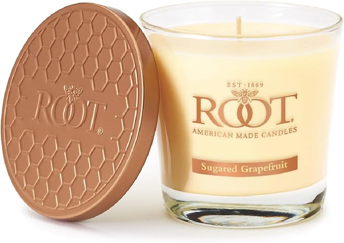 Root Candles Scented Candles Honeycomb Beeswax Blend Premium Handcrafted Candle, Small Veriglass, Sugared Grapefruit