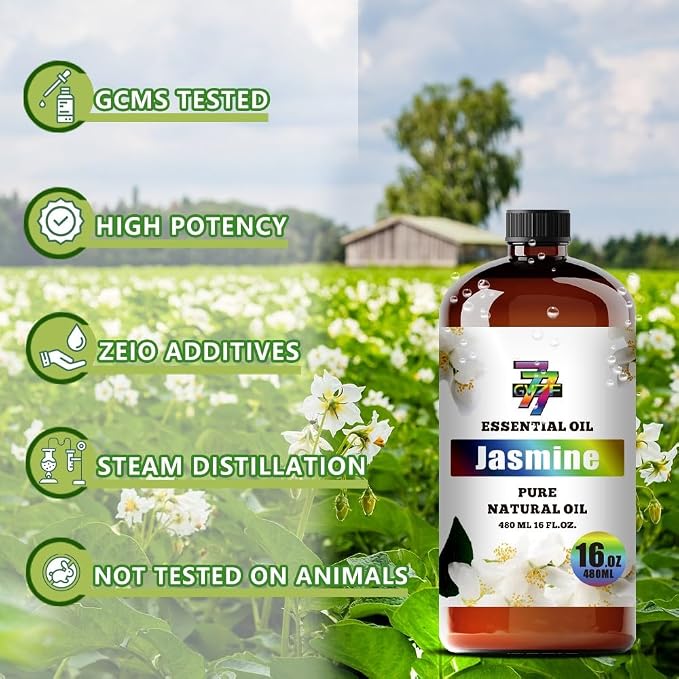 Jasmine Essential Oil, Jasmine Oils, for Diffuser, Massage, Humidifier, DIY Candles, Soap, Bedroom, Yoga, Gift, Essential Oil, GV77ZF Jasmine Fragrance Oil - 16 fl oz (480 ml)