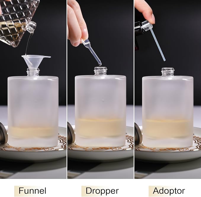 50ml/1.7 Oz Frosted Glass Spray Bottle Perfume Atomizer,Refillable Perfume Spray Bottle Perfume Bottles Empty with 3 Kinds of Perfume Dispenser (Frosted Glass 50ml)