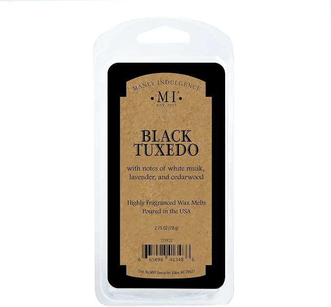 Manly Indulgence Black Tuxedo Scented Wax Melts, Wax Melt Warmer Cubes, Long Lasting Scented Wax Warmer Cubes, 4 Pack, 6 Cubes Each - Made in The USA