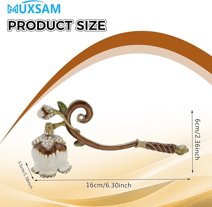 MUXSAM Vintage Candle Snuffer, Candle Extinguisher with Long Handle, Metal Wick Flame Snuffer for Putting Out Candle Flame Safely, Floral Candle Snuffers Accessory for Candle Lovers, Brown