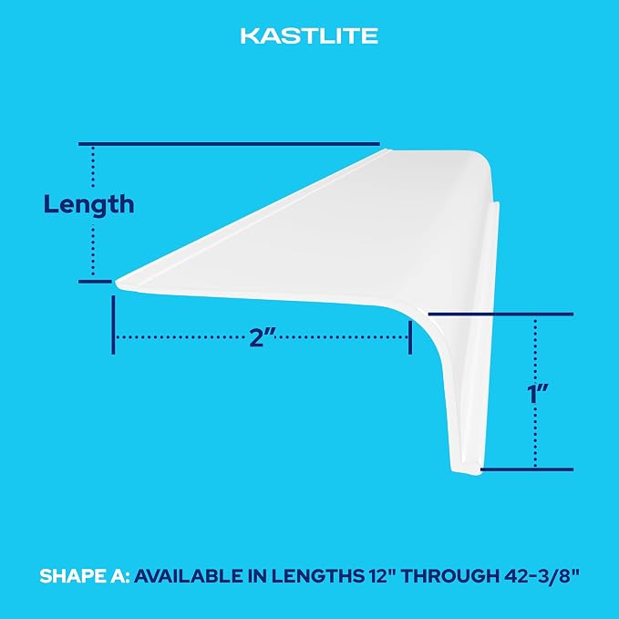 KASTLITE Curved Under Cabinet Light Cover Replacement | Smooth White Acrylic Undercabinet Lens Diffuser | 36" L x 2" W x 1" H | Filters Under Counter Lights for Kitchen, Bathroom & Vanity | Shape A