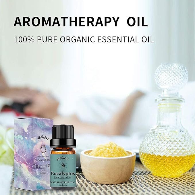 yethious Eucalyptus Essential Oils for Diffuser & Aromatherapy Pure Eucalyptus Oil for Skin, Hair Gift Oils - 10ML