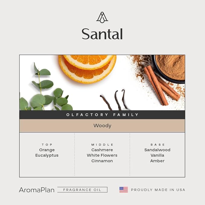 AromaPlan Hotel Scents Santal 2-Pack (5.07Fl Oz/150ml Each) Luxury Aroma & Hotel Fragrance Diffuser Oil- Hotel Diffuser Oil for Aromatherapy- USA Made, Bigger Bottle, Bolder Aroma & Longer Lasting
