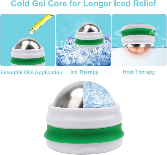 AHIER Cold Massage Roller Ball, Cold Therapy Relief, Free Rolling Removable Gel Ball Deep Tissue Massage Pain Relief, Great Tool for Back/Neck Pain, Muscles Recovery and Inflammation