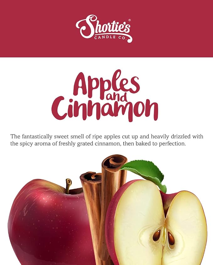 Shortie's Candle Company Apples & Cinnamon Premium Wax Melts - 3 Oz., Strong & Long Lasting, Non-Toxic - Made with Essential & Natural Oils - Formula 117