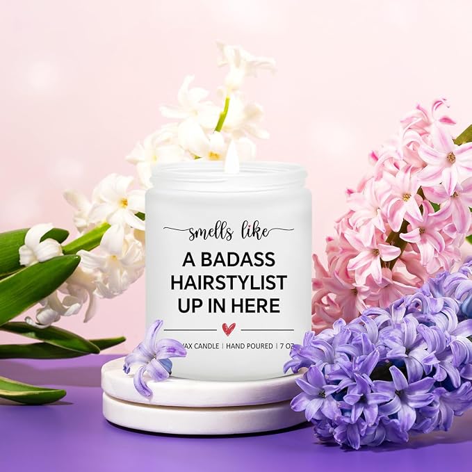 Hairdresser Gifts for Women Men - Female Hair Stylist Gifts Idea, Birthday Christmas Gift for Hairapist Barber Salon Owner Cosmetology Student Graduation Present - Lavender Scented Candle