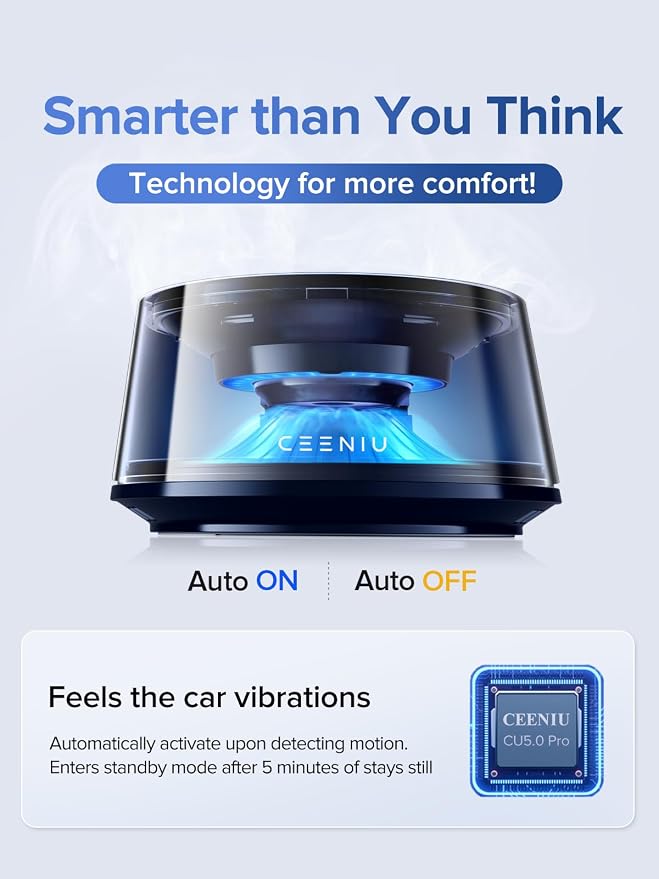 Ceeniu Smart Car Air Fresheners, Premium Scenic Fragrance Car Diffuser, Auto On/Off, Adjustable Intensity, Sandalwood Cologne & Cherry Blossom Lasts for 4 months, 2026 New CF8 Automotive Freshener