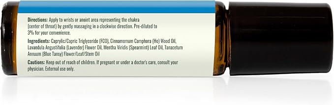 Plant Therapy Chakra 5 True Expression Essential Oil Blend (Throat Chakra) Pre-Diluted Roll-On 10 mL (1/3 oz) 100% Pure