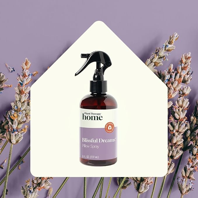 Plant Therapy Home Blissful Dreams Lavender Pillow and Linen Mist and Room Spray, for Relaxation & Sleep, Powered by Essential Oils Like Lavender & Roman Chamomile, Aromatherapy Sleep Spray, 8 oz