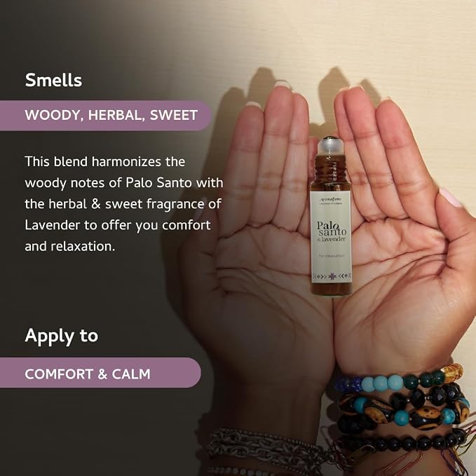 Palo Santo & Lavender Essential Oil Roll-On by Aromafume | 1 x 10ml / 0.33 fl oz | Aromatherapy Oils | Natural Roll On Perfume | Spiritual Meditation Accessories