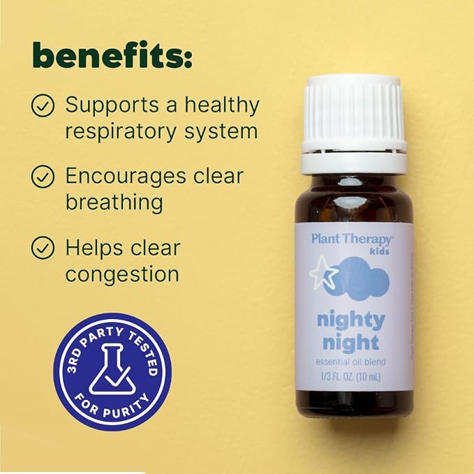 Plant Therapy Kids Nighty Night Essential Oil Blend for Sleep, 10 mL (1/3 oz), 100% Pure, Undiluted, Natural Aromatherapy, Encourages a Good Night's Rest