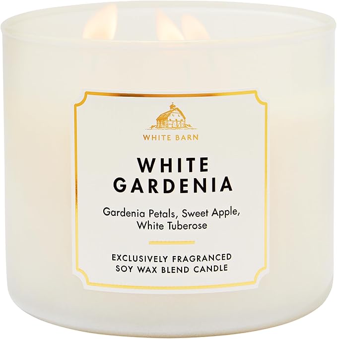 Bath & Body Works White Gardenia 3-Wick Candle - Scented Candle for At-Home Use - Long-Lasting, Room-Filling Fragrance - High Fragrance Oil Concentration - Soy Wax Blend
