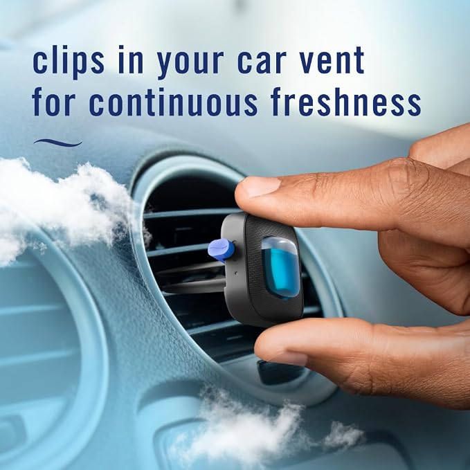 Febreze Car Air Freshener, Odor-Fighting Automotive Vent Clip, Linen & Sky Scent, 3 Count