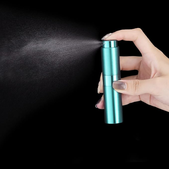 LISAPACK 8ML Atomizer Perfume Spray Bottle for Travel, Empty Refillable Cologne Dispenser, Portable Sprayer (Cyan)