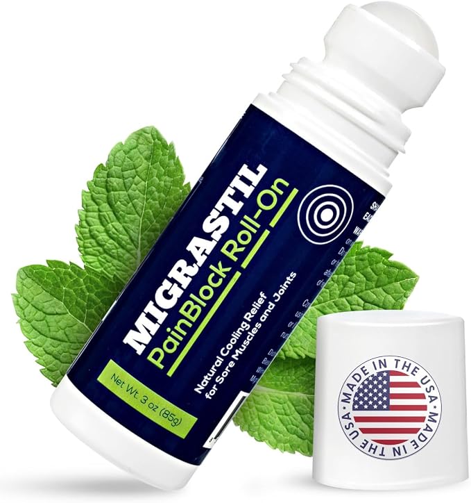 Basic Vigor Migrastil PainBlock Roll-On, 3 oz - Topical Roll-On for Muscle Aches, Cramps, Joint & Nerve Discomfort. Works Great on Shoulders, Neck, Feet, Knees, Legs, Back, Elbows, Hips, Etc.