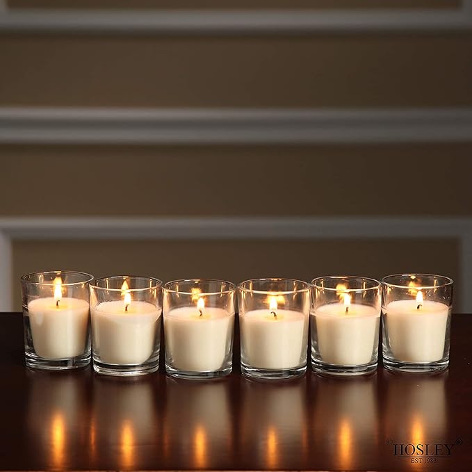 Hosley Unscented Votive Candles, Clean-Burning with 10-12 Hour Burn time Ideal for Weddings, Parties, Aromatherapy, (Ivory, 480)