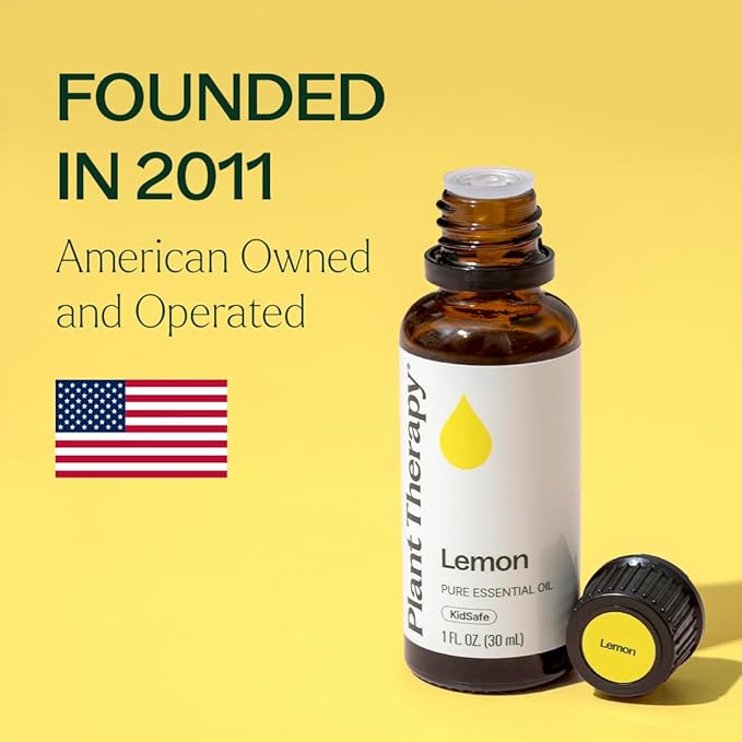 Plant Therapy Lemon Essential Oil for Diffuser 30 mL (1 oz) 100% Pure, Undiluted, Natural Aromatherapy, Lemon Oil for Skin & Cleaning, Therapeutic Grade