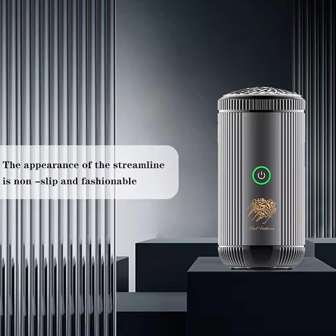 Bakhoor BoSidin Stylish Portable Incense Burner | USB Rechargeable Oud burner for Home Office and Car (X022-Silver)