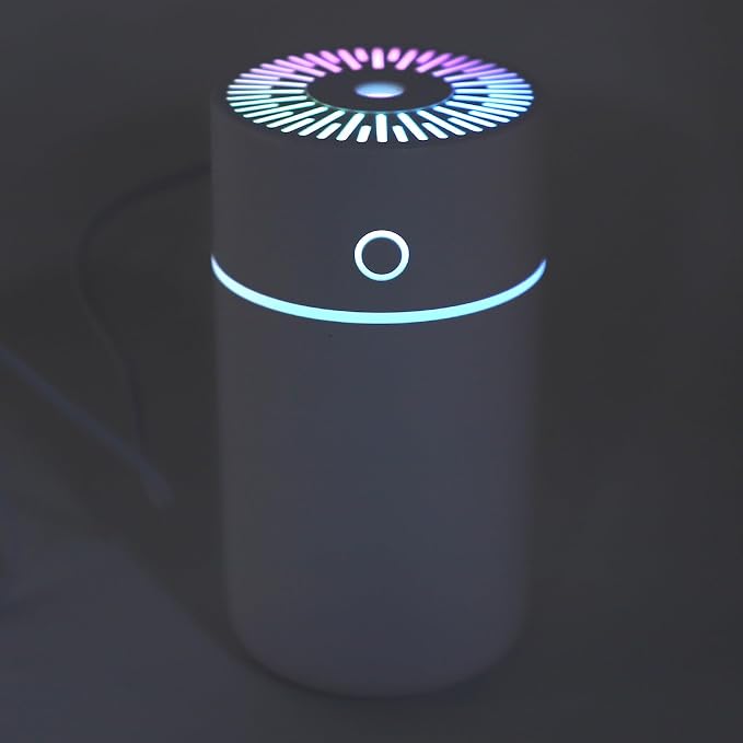 Desktop Humidifier with Colorful Lights, 250ml USB Powered Auto Shut Off Mini Diffuser Travel Humidifiers for Hotel Bedroom Humidifier for Bedroom, Office
