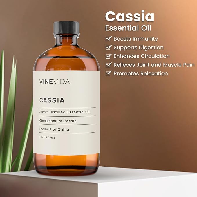 VINEVIDA [16oz] Cassia Essential Oil 16 oz - Bulk Essential Oil for Soap Making and Candle Making