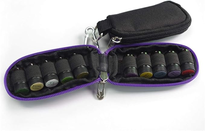 2Pcs Purple Portable Small Essential Oils Keychain Pouch Kit for 5/10/15ml Carrying Travel Bag for Oil Bottles Travel Cases, Cosmetic Travel Cases (without bottle)