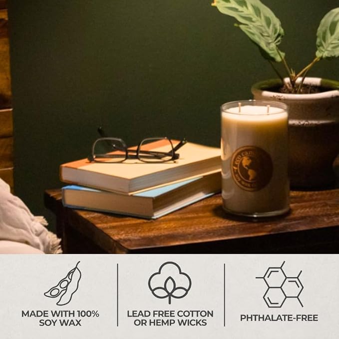 ECO CANDLE CO. Recycled Candle, Lavender Lemon, 26 oz. - Scents of Lavender & Lemons - 100% Soy Wax, No Lead, Kraft Paper Label & Lid, Hand Poured, Phthalate Free, Made from Midwest Grown Soybeans