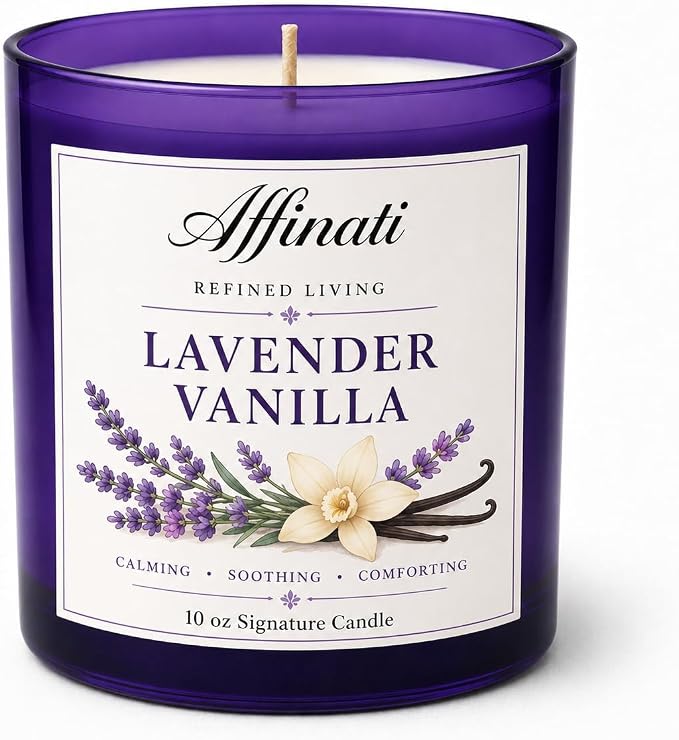 Affinati Lavender Vanilla Signature Candle - 10 oz Luxury Soy Blend Wax Candle, Long-Lasting Home Fragrance