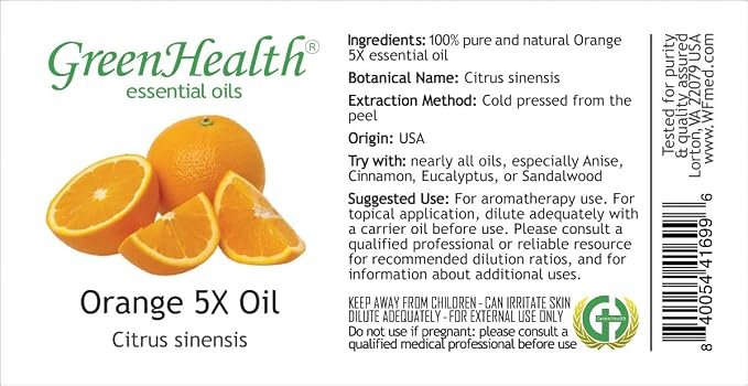 Orange 5X Essential Oil - 16 fl oz - Aluminum Bottle - GreenHealth