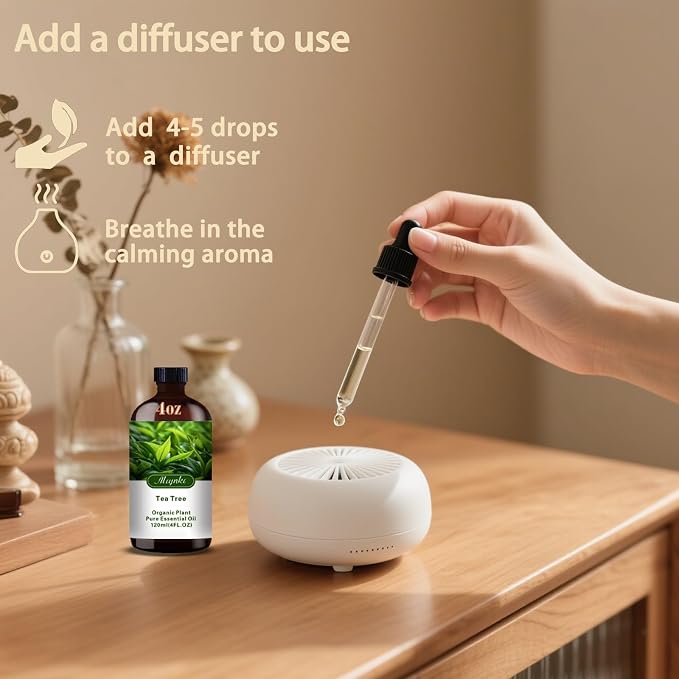 Tea Tree Essential Oil, Tea Tree Oil for Cleaning, Diffuser, Humidifier, DIY Soap, Candle, Skin Care, Home, Gift Ready,Tea Tree Fragrance Oil - MLYNKL Essential Oils (4.33 fl oz / 130ml)