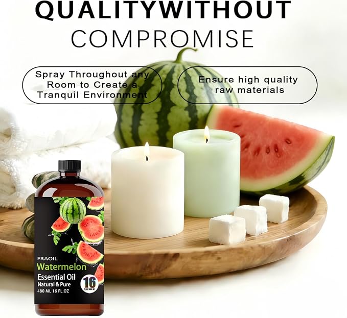Watermelon Essential Oil, Watermelon Oil 16 Fl Oz 480ML for Diffuser Humidifier Yoga Cleaning DIY Candle Soap Making Essential Oils