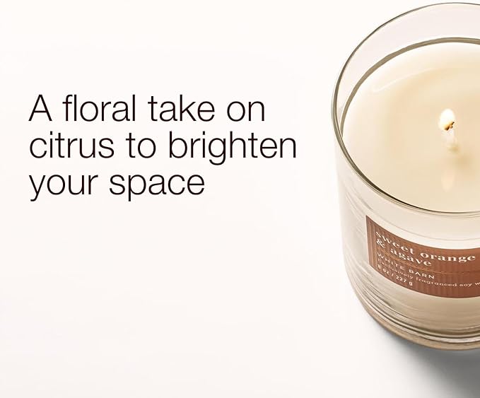 Bath & Body Works Single Wick Candle, Sweet Orange & Agave Candle, Long-Lasting Burn Up to 45 Hours, Exclusively Fragranced Soy Wax Blend, 8 oz - 1 Pack