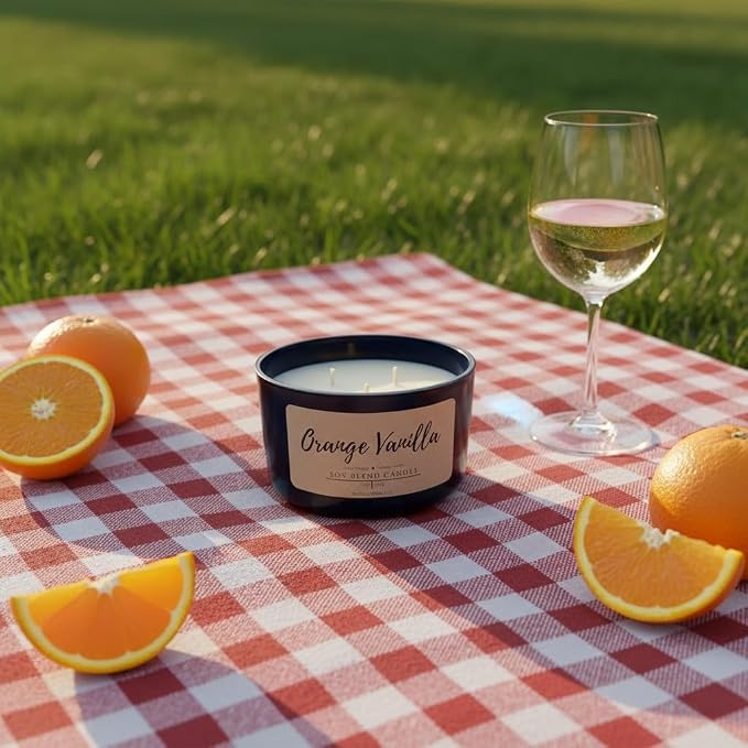Wicks & Wine Soy Blend 3-Wick Cotton CORE Candle 14oz (Orange Vanilla)
