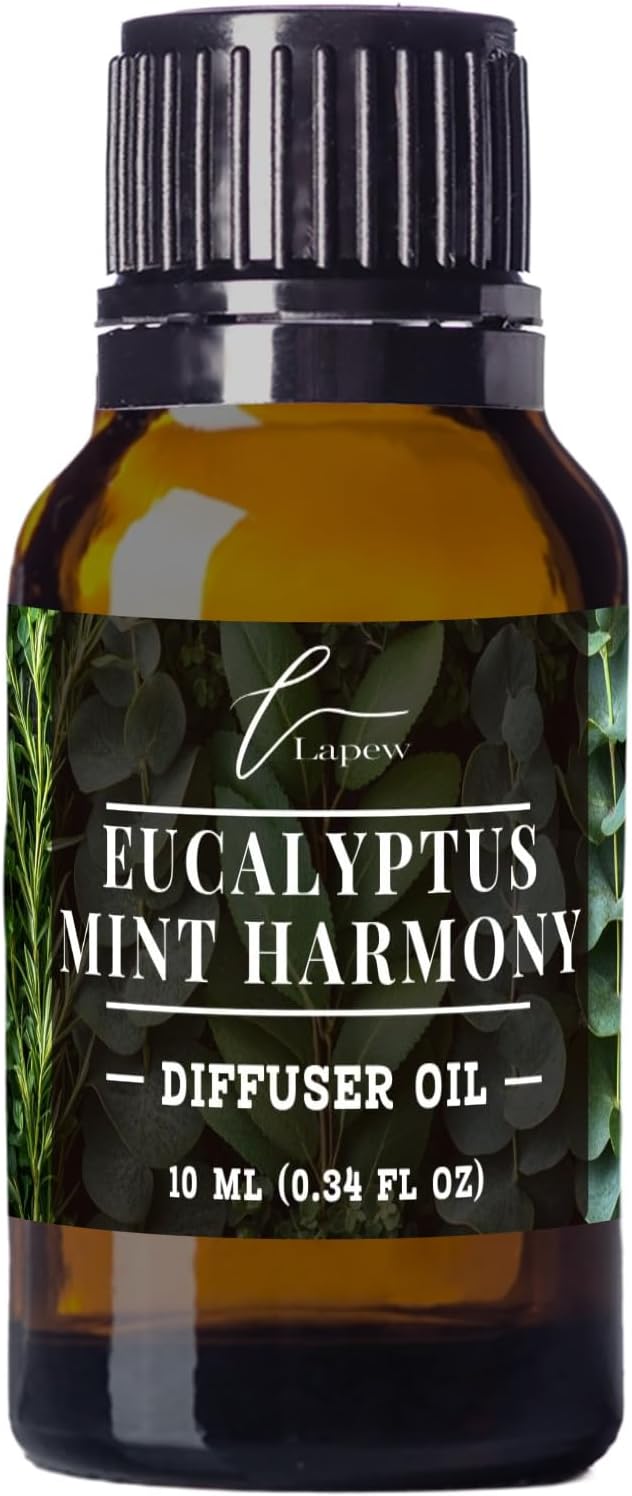 Lapew Eucalyptus Mint Harmony Waterless Diffuser Oil | Fragrance Oil for Nebulizer & Cold Air Diffusers | Scented Home Oil | 0.34 fl oz