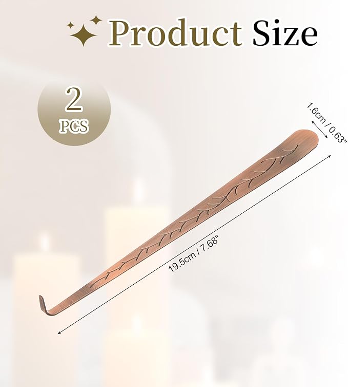 uxcell 2 Pcs Candle Wick Dipper, Stainless Steel Candle Wick Hook, Flame Dipper Snuffer Extinguish Accessory Flat Design for Putting Out Flame Home Decor Gifts, Copper