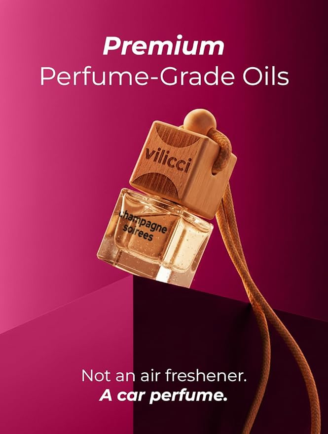 Vilicci Car Air Freshener | Luxurious Auto Perfume | Premium Hanging Air Freshener | Long Lasting Fragrance for Auto and Home | 1 Bottle of Car Scent (0.2 Fl Oz (Pack of 1), Champagne & Soirees)