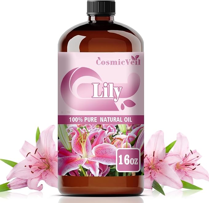 Lily Essential Oil for Aroma Diffuser,Humidifier,Home Fragrance,Cleaning,Body Care,Massage,Yoga,DIY Candle,DIY Soap CosmicVeil（Lily，16 Fl Oz (Pack of 1)）