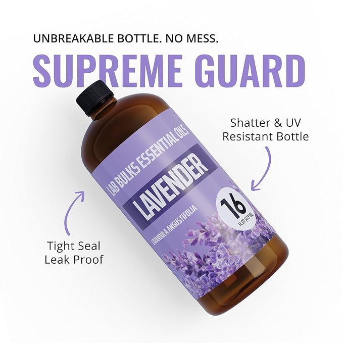 Lab Bulks Essential Oil Lavender Essential Oil 16 oz Bottle for Diffusers, Candles, & Home – Aromatherapy Oil 1 Pack