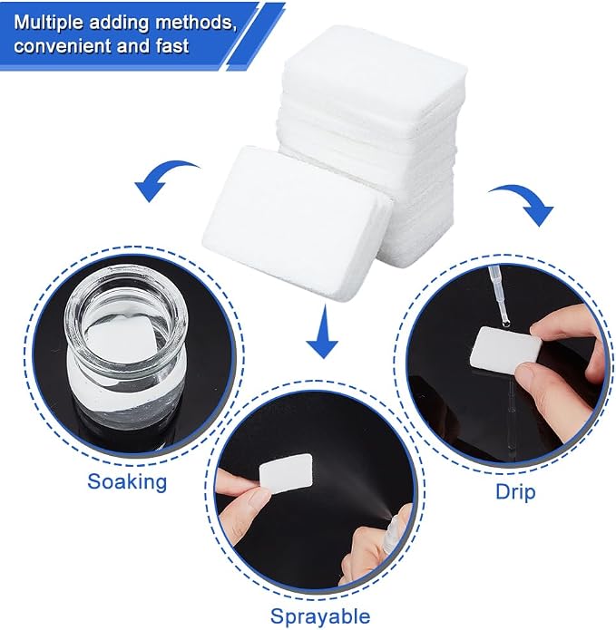 PH PandaHall 100pcs Unscented Refill Pad 1.1×0.8" Unscented Aroma Pads White Essential Oil Diffuser Pad Rectangle Aroma Oil Refill Pads for Essential Oil Humidifier Locket Scent Ball Plug-in Diffuser