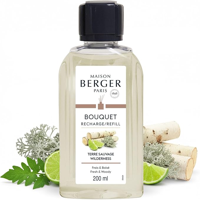 MAISON BERGER Reed Diffuser Refill, 200 ml, Wilderness | Fragrance Refill for Reed and Ceramic Diffusers, Passive Diffusion, ~6 Weeks, No Flame or Electricity, Made in France