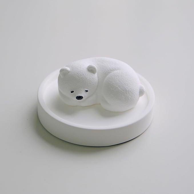 Essential Oil Passive Flower Diffuser -Non-Electric Peony Flower Porcelain Aromatherapy Diffusers for Small Mini Room, Desk Decorative, Bathroom (White, Polar Bear)