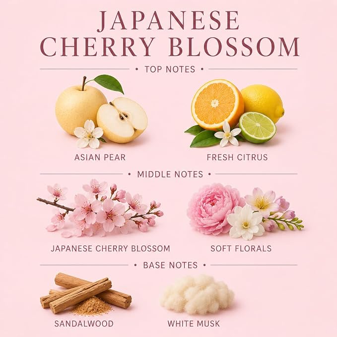 Affinati Japanese Cherry Blossom Signature Candle - 10 oz Luxury Soy Blend Wax Candle, Long-Lasting Home Fragrance
