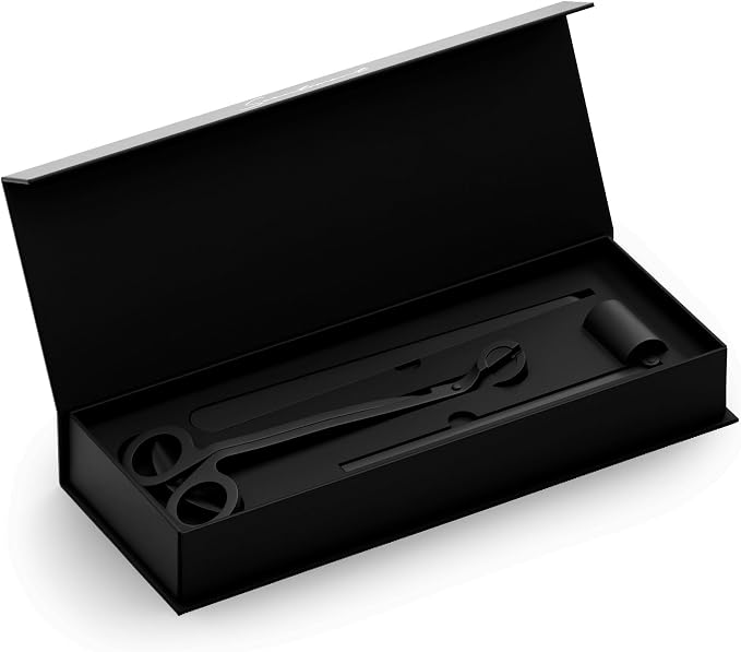 Scentiment Candle Care Kit – 3-Piece Set (Wick Trimmer, Snuffer & Dipper) | Stainless Steel Candle Accessory Set (Black)