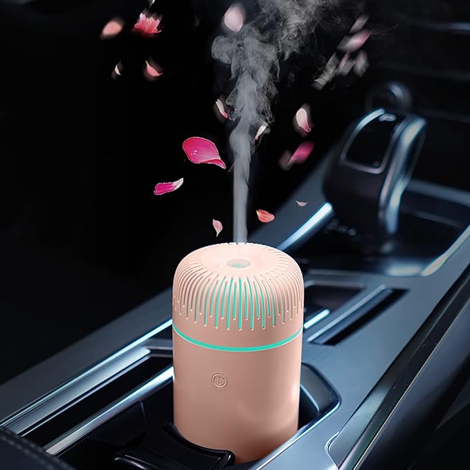 Car Diffuser Humidifier USB Aromatherapy Essential Oil Air Freshener USB Cool Mist Mini Portable Diffuser for Car Home Office Bedroom (Pink)