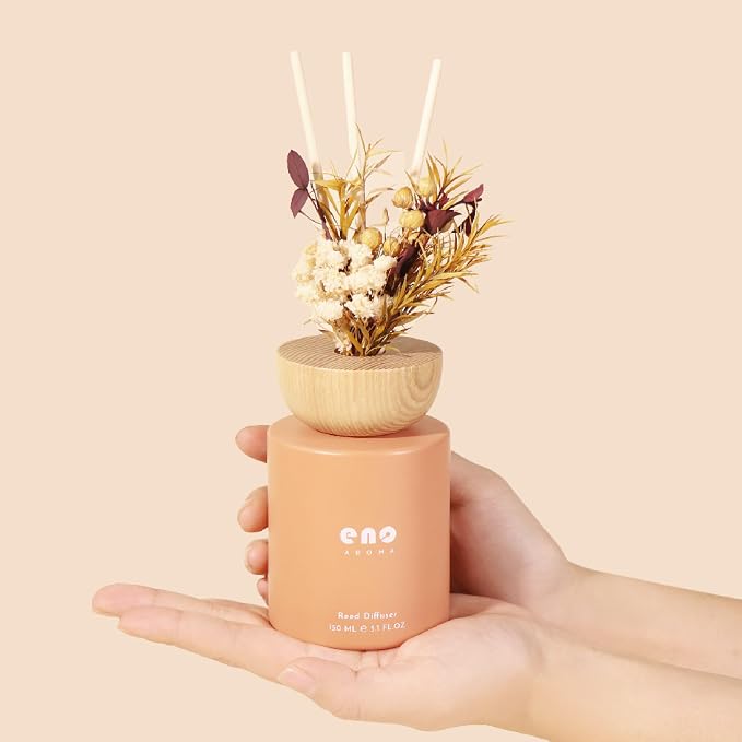 Reed Diffuser Set with Dried Flowers, 5.1 fl oz / 150ml, Mango Papaya Salad - Home Fragrance Diffuser with Sticks for Bathroom Shelf Decor, Bedroom, Office & Gift