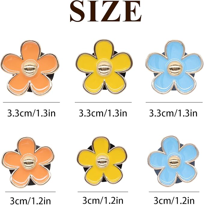 ORIESSE 6pcs Car Air Freshener Vent Clips, Daisy Flower Air Diffuser - Blue, Orange, Yellow - Refillable 3.3cm/3cm Car Accessories for Women