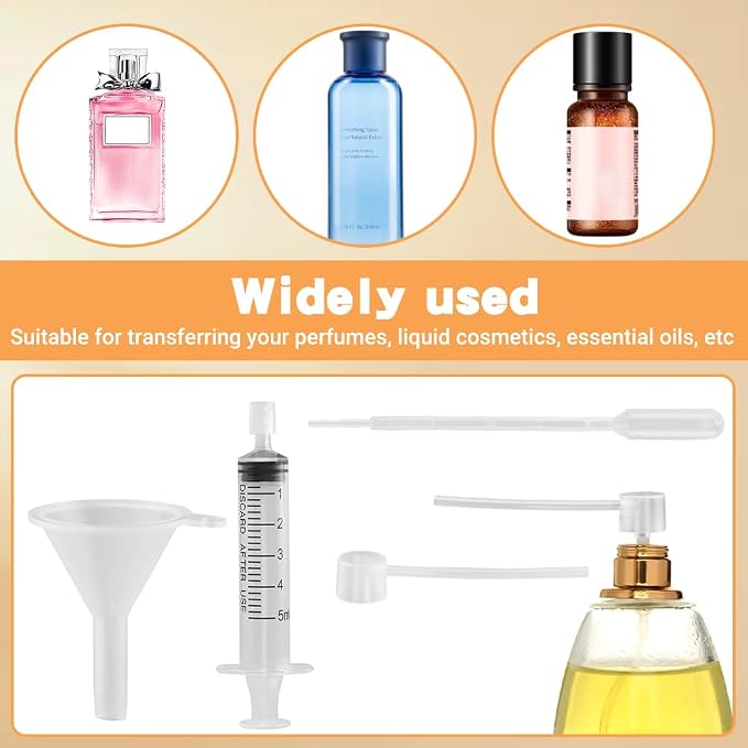 Perfume Refill Tool Kit, 10pcs Plastic Perfume Dispenser Transfer Pump Set, Cosmetic Dispenser Syringes Extractor Tool for Travel Fragrance Sample Essential Oils(Color:Clear)