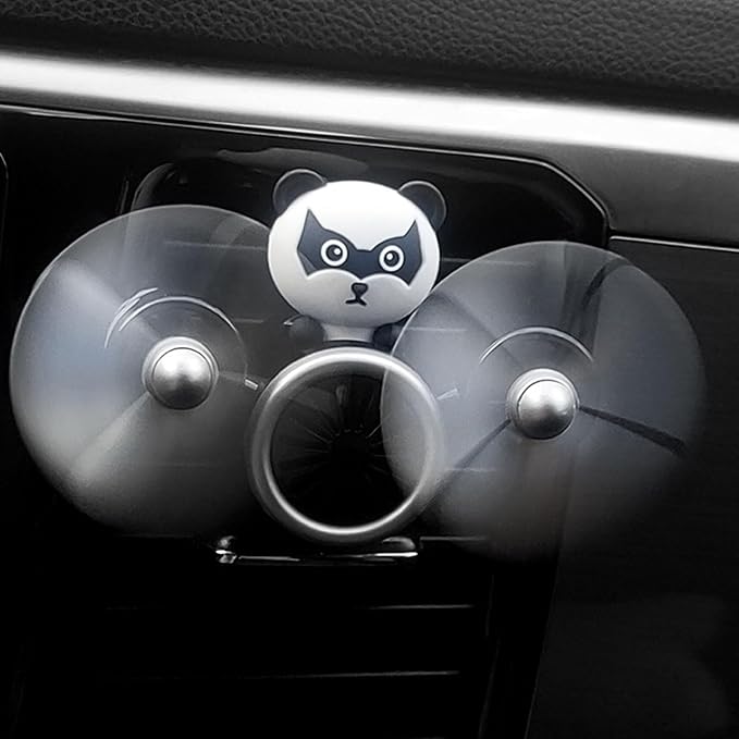 Pilot Car Air Freshener, Cute Duck Car Vent Clip Air Freshener Automotive Air Outlet Fan Diffuser, Automotive Interiors Vent Decoration (Panda)