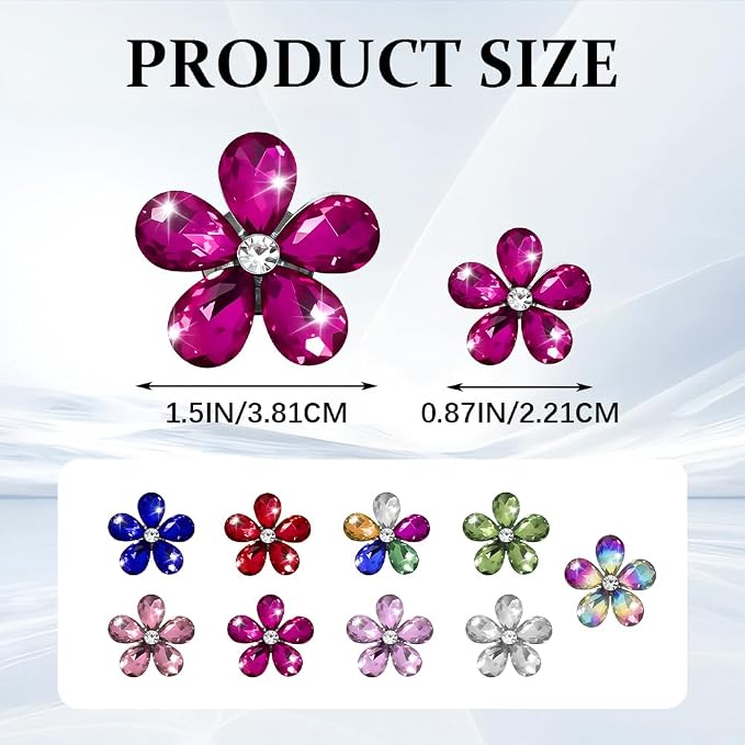 5PCS Bling Daisy Flower Car Air Vent Clips, Car Diffuser Vent Clip, Sparkling Crystal Rhinestone Cute Auto Air Conditioning Clamp, Diamond Air Outlet Clip Decor for Women Girls (Rose Red)